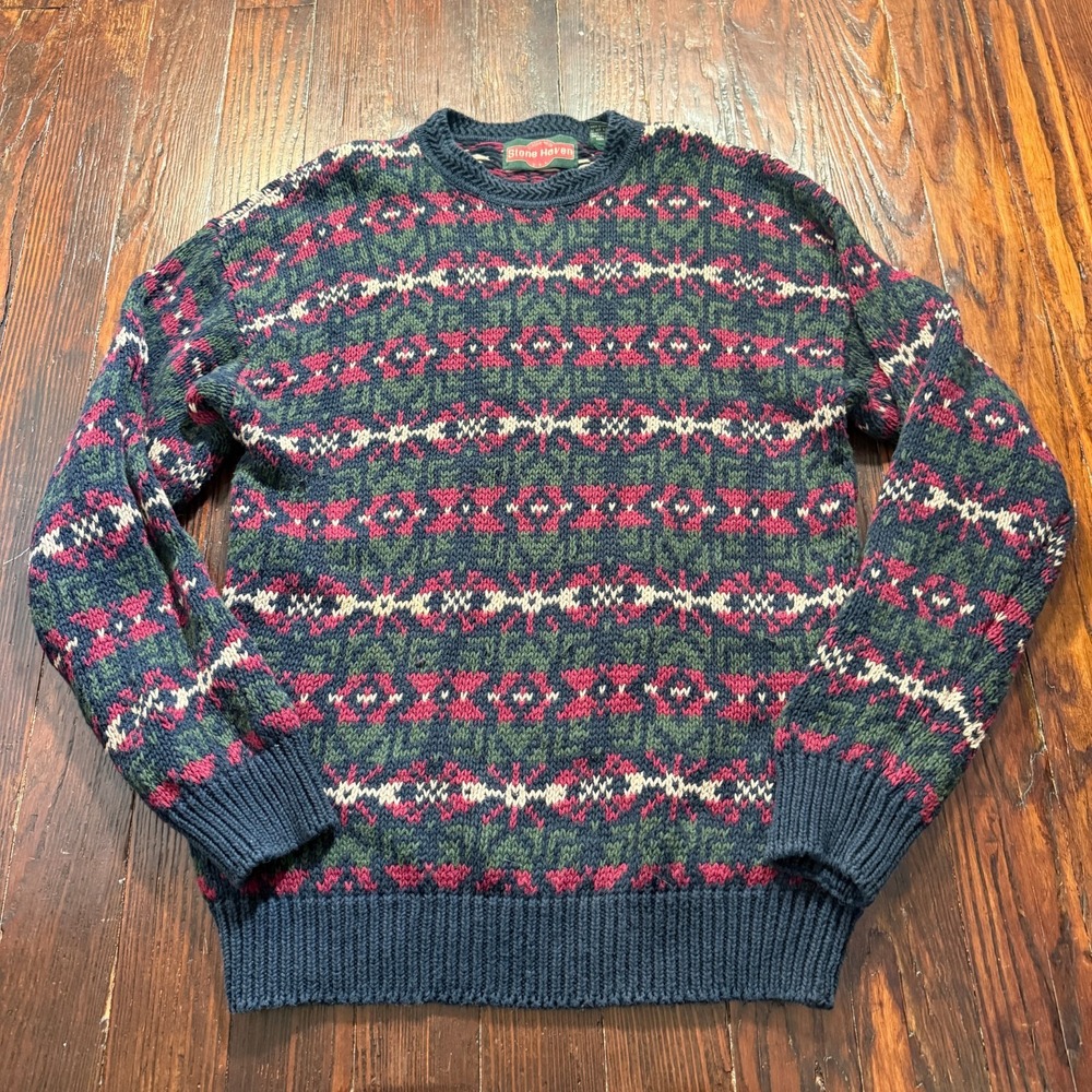 Vintage Stone Haven Sweater‎ Mens XL Chunky Knit Grandpa 90s Pullover Fair Isle